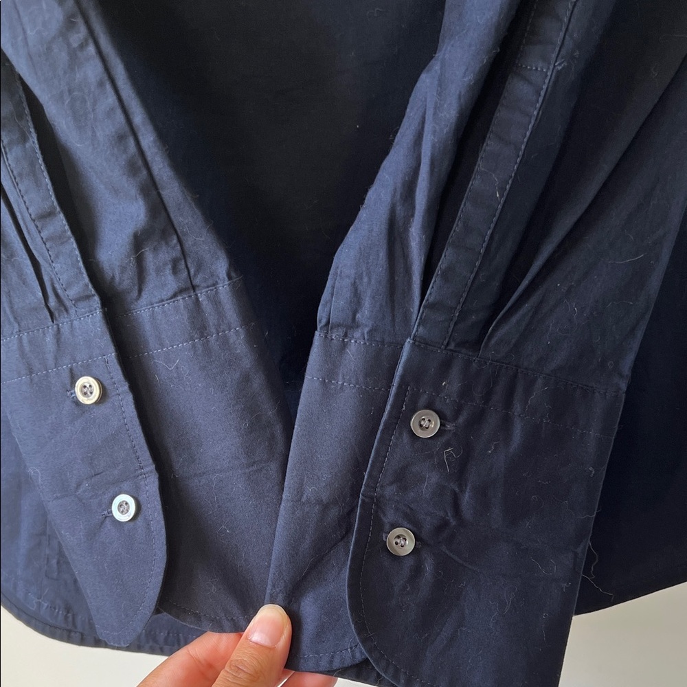 J. Crew Collection Navy Perfect Shirt with Embellished Collar - Picture 5 of 5